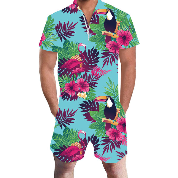 Floral Pineapple Flamingo Men Romper