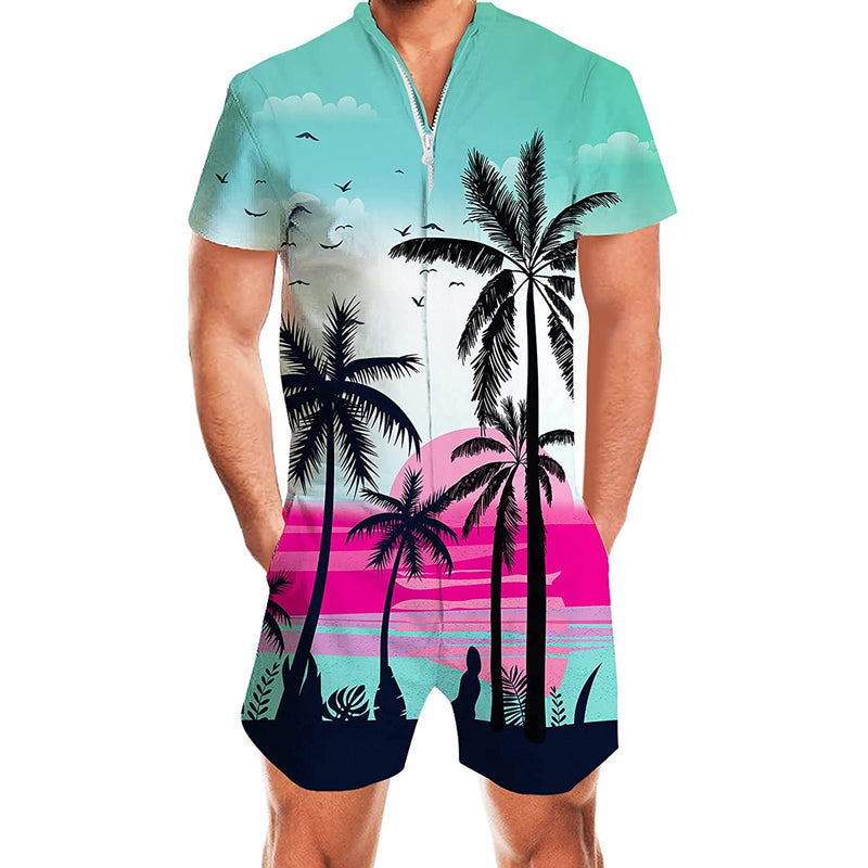 Palm Tree Sunset Male Romper