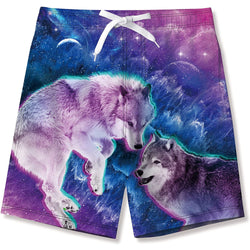 Purple Wolf Funny Boy Swim Trunk