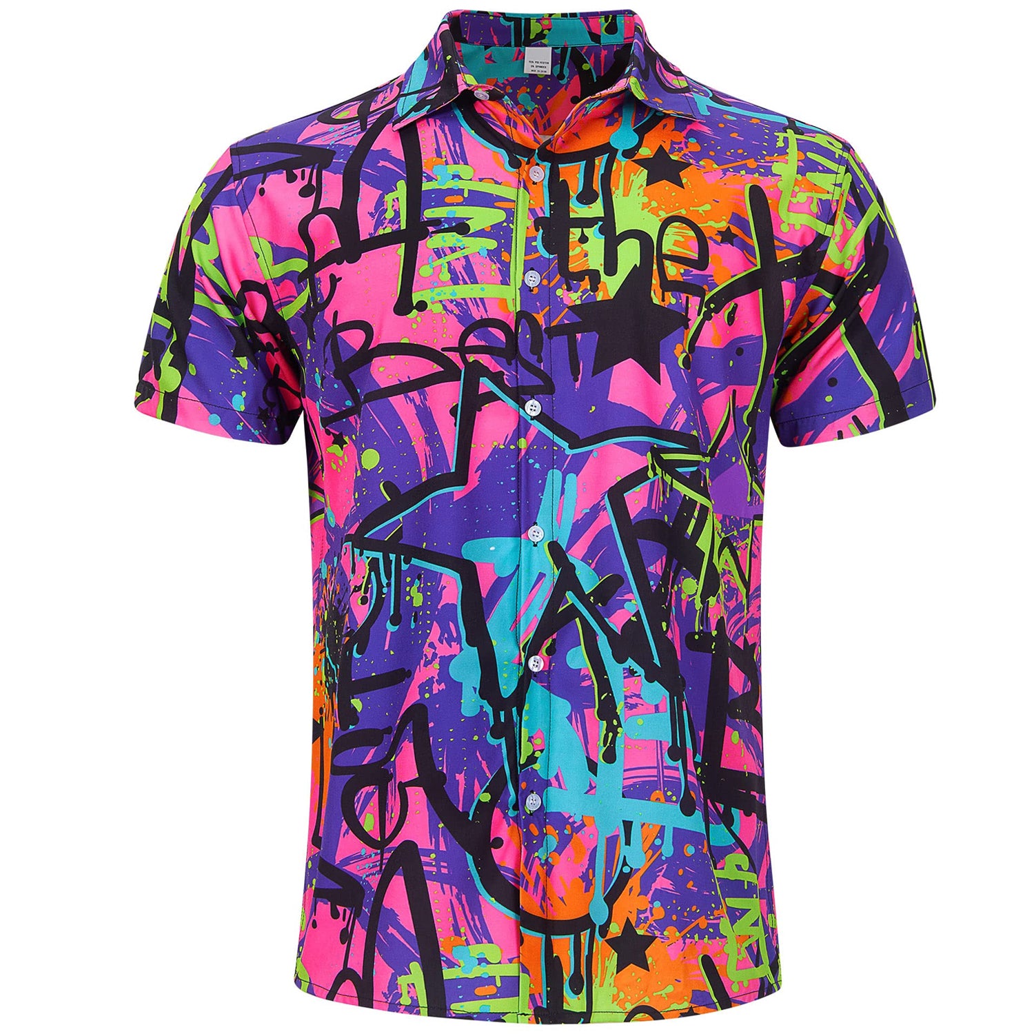 80s Colorful Graffiti Funny Hawaiian Shirt – D&F Clothing®
