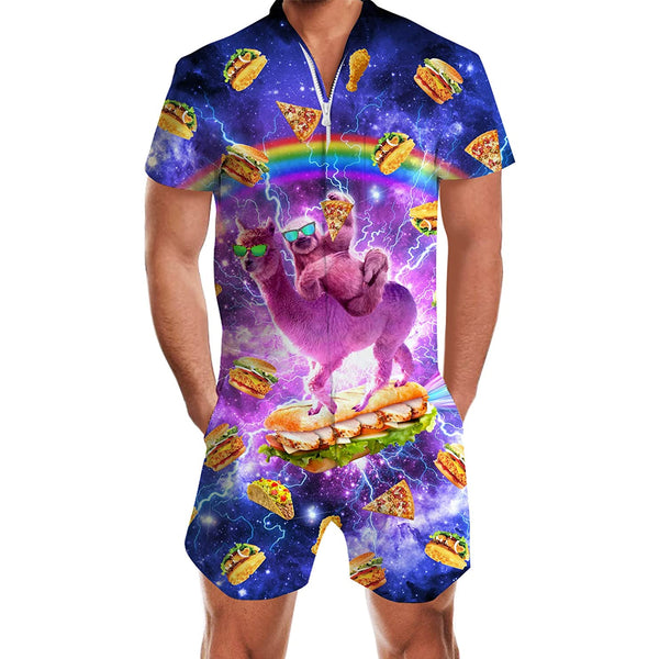 Rainbow Hamburger Sloth Llama Men Romper