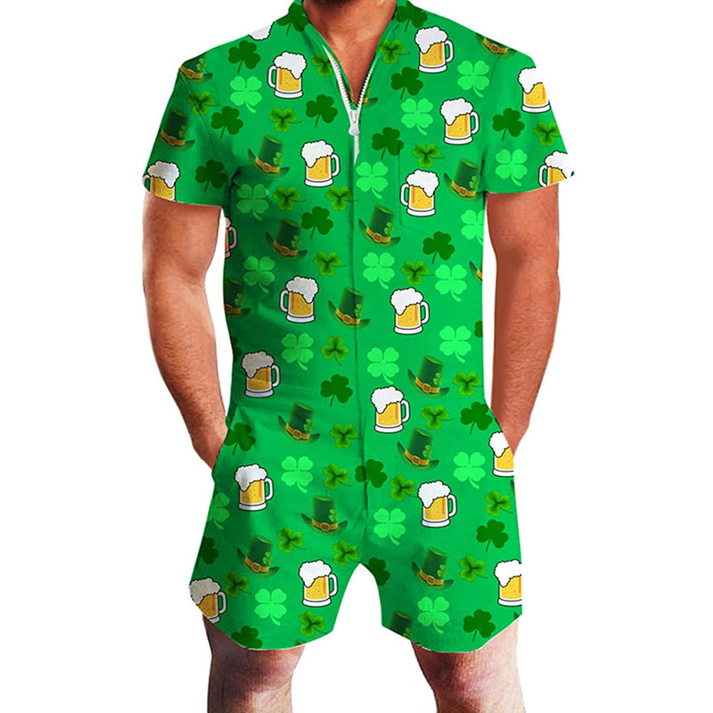 St. Patrick's Day Shamrock Beer Male Romper