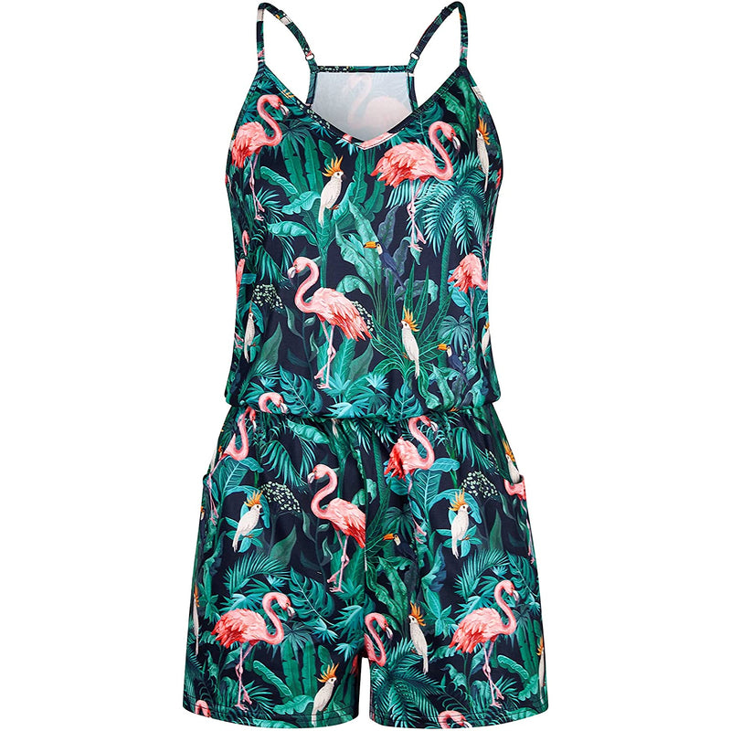 Parrots Flamingo Leaf Funny Romper for Women