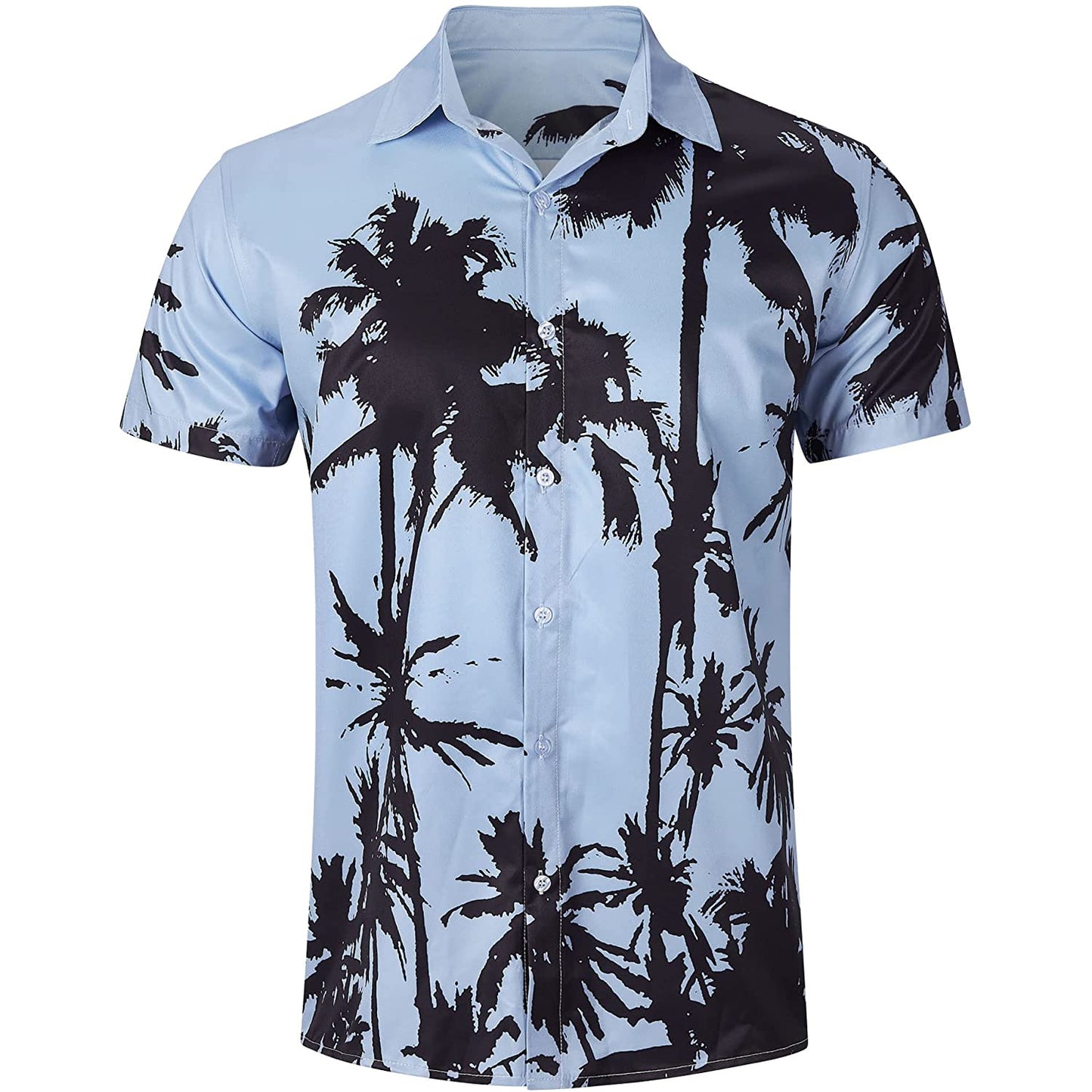 Hellblaues lustiges Hawaiihemd mit Palmen