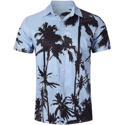 Light Blue Palm Tree Funny Hawaiian Shirt