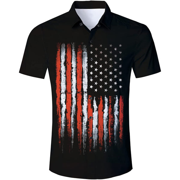 Black American Flag Funny Hawaiian Shirt