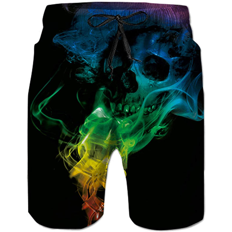 Colorful Smoke Skull Funny Swim Trunks