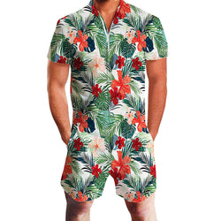 Flowers Male Romper Green