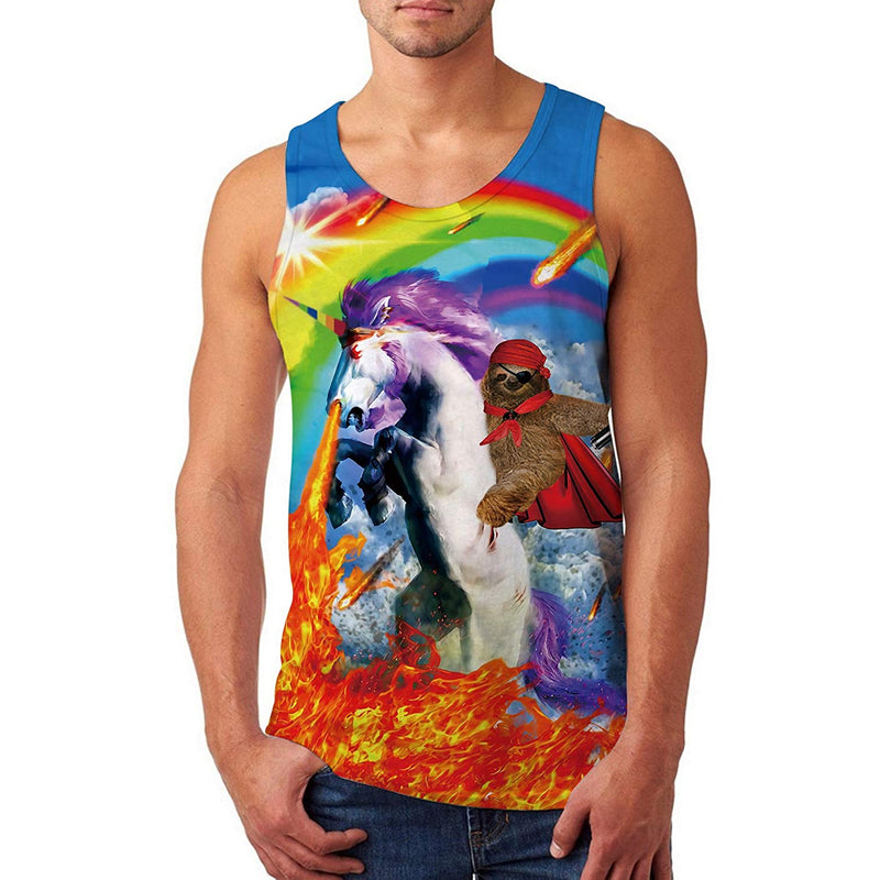 Sloth Riding Unicorn Funny Tank Top