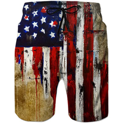 Paint American Flag Funny Swim Trunks