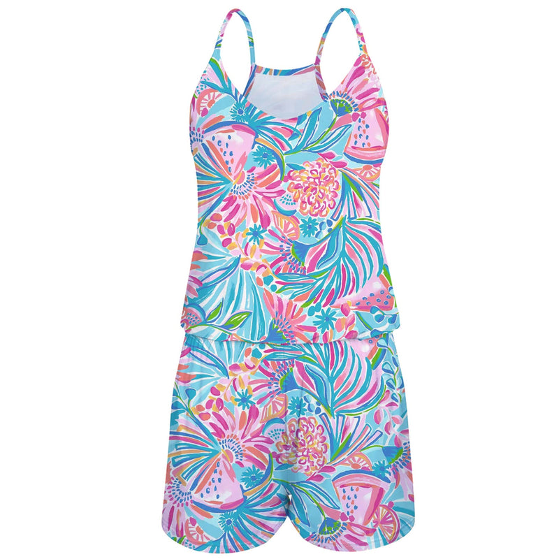 Pink Floral Funny Romper for Women