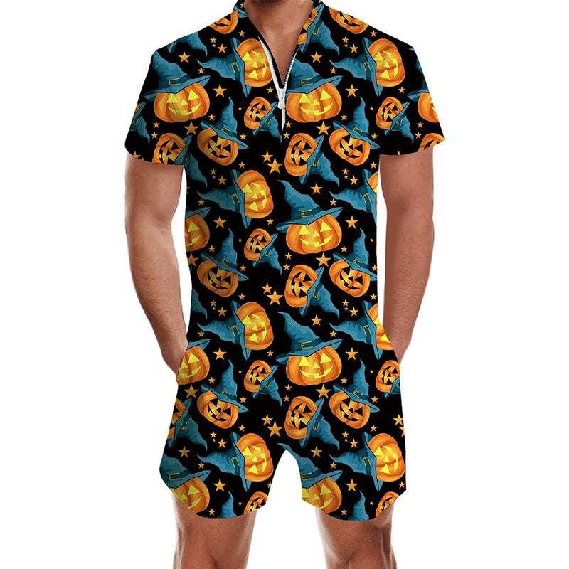 Halloween Pumpkin Men Romper