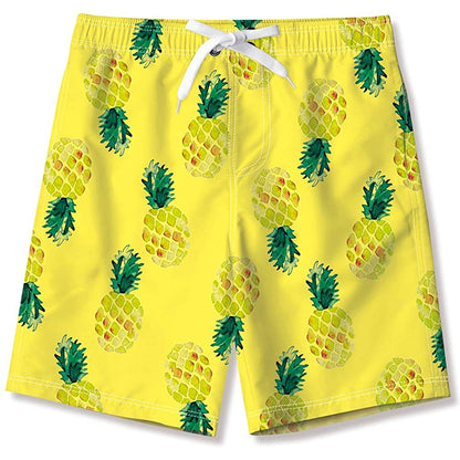 Lustige Badehose mit Ananas-Motiv für Jungen, Gelb
