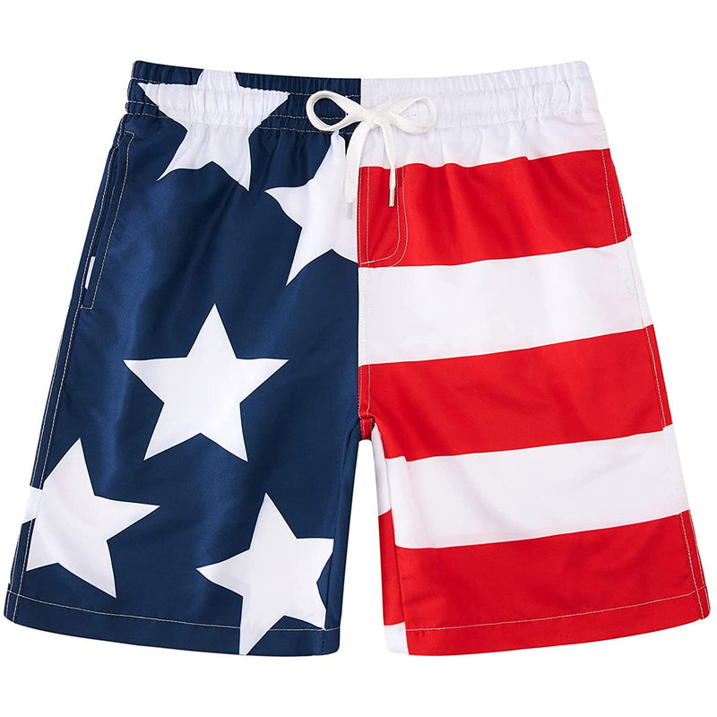 American Flag Funny Boy Swim Trunk