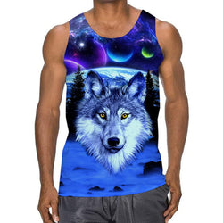 Blue Space Wolf Funny Tank Top