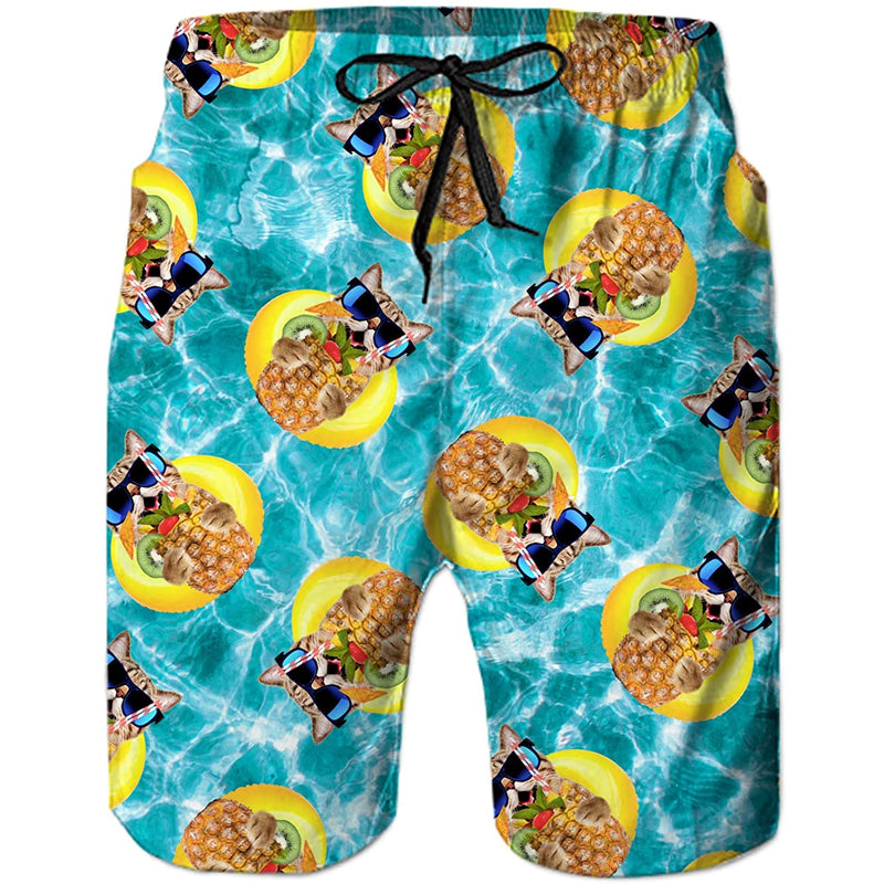 Pineapple Cat Funny Swim Trunks