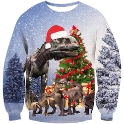 T Rex Snow Ugly Christmas Sweater
