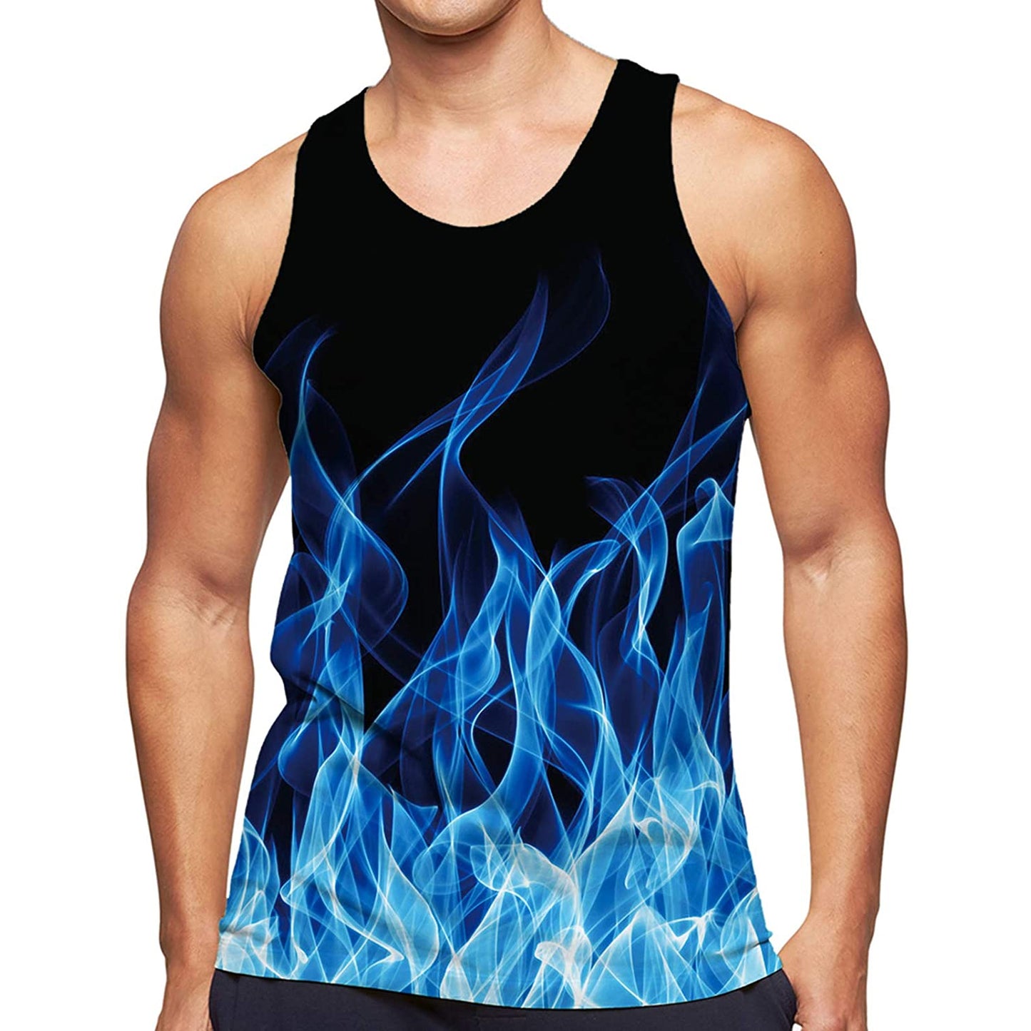 Lustiges Tank Top mit blauer Flamme