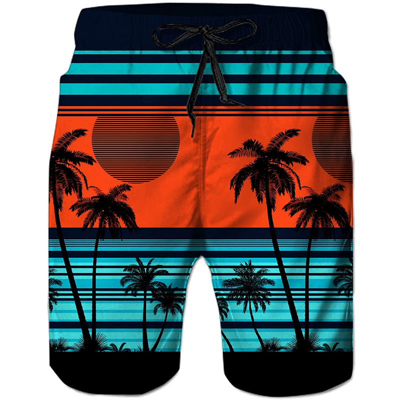 Sunset Palm Tree Funny Swim Trunks