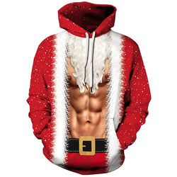 Beard Muscle Christmas Funny Hoodie