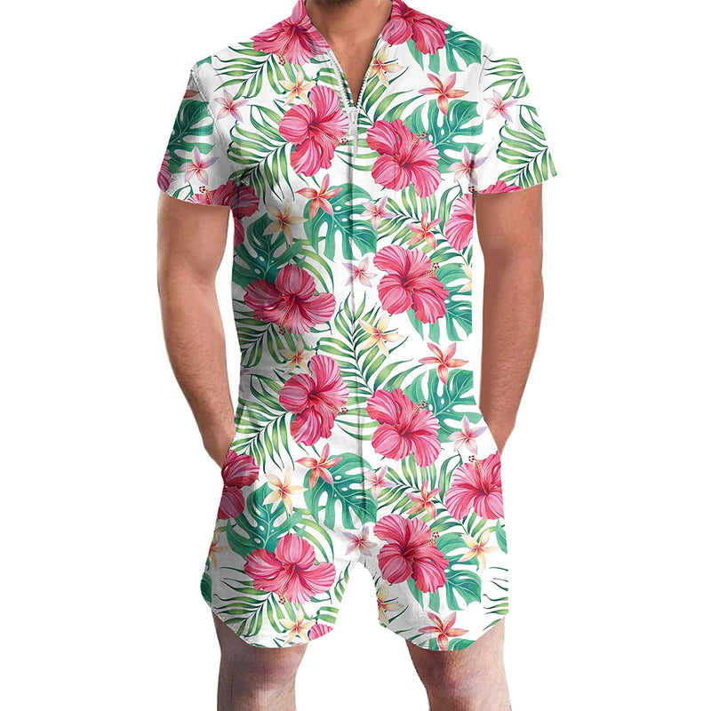 Hawaiian Flower Guy Romper
