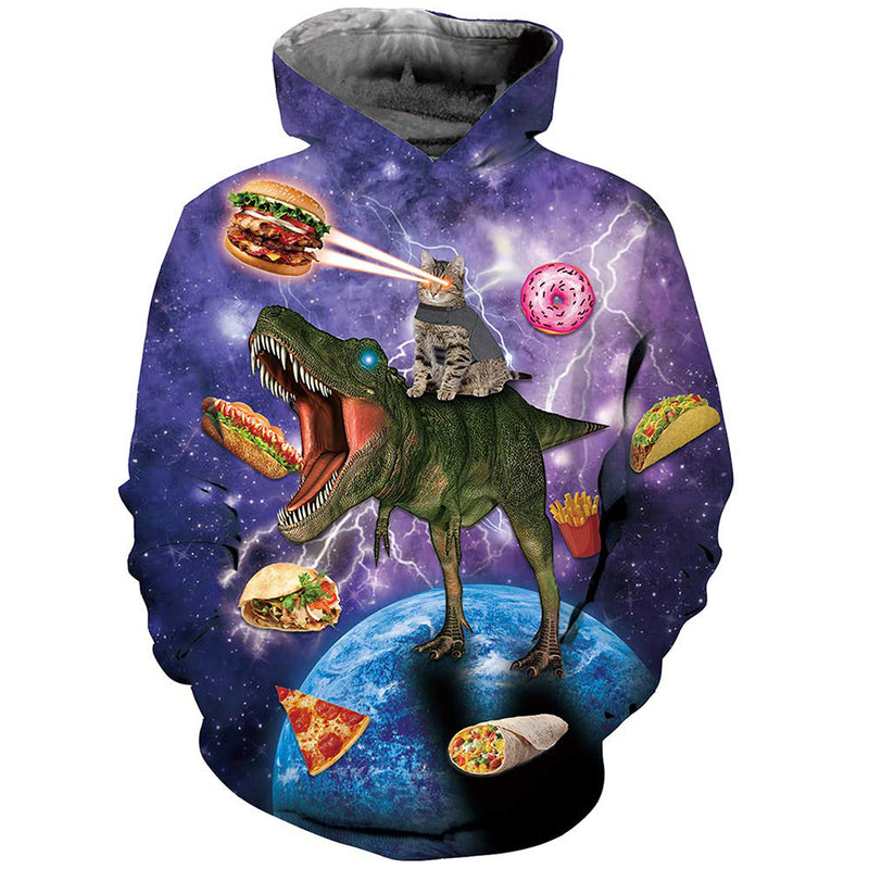 Galaxy Cat Riding Dinosaur Hoodie