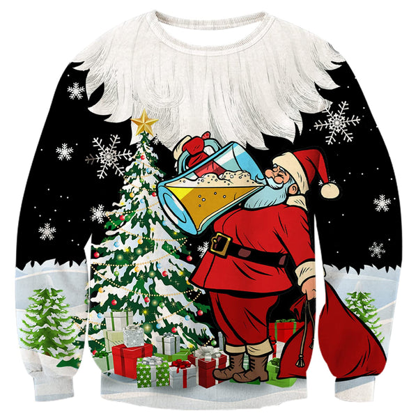 Santa Claus Drink Beer Ugly Christmas Sweater
