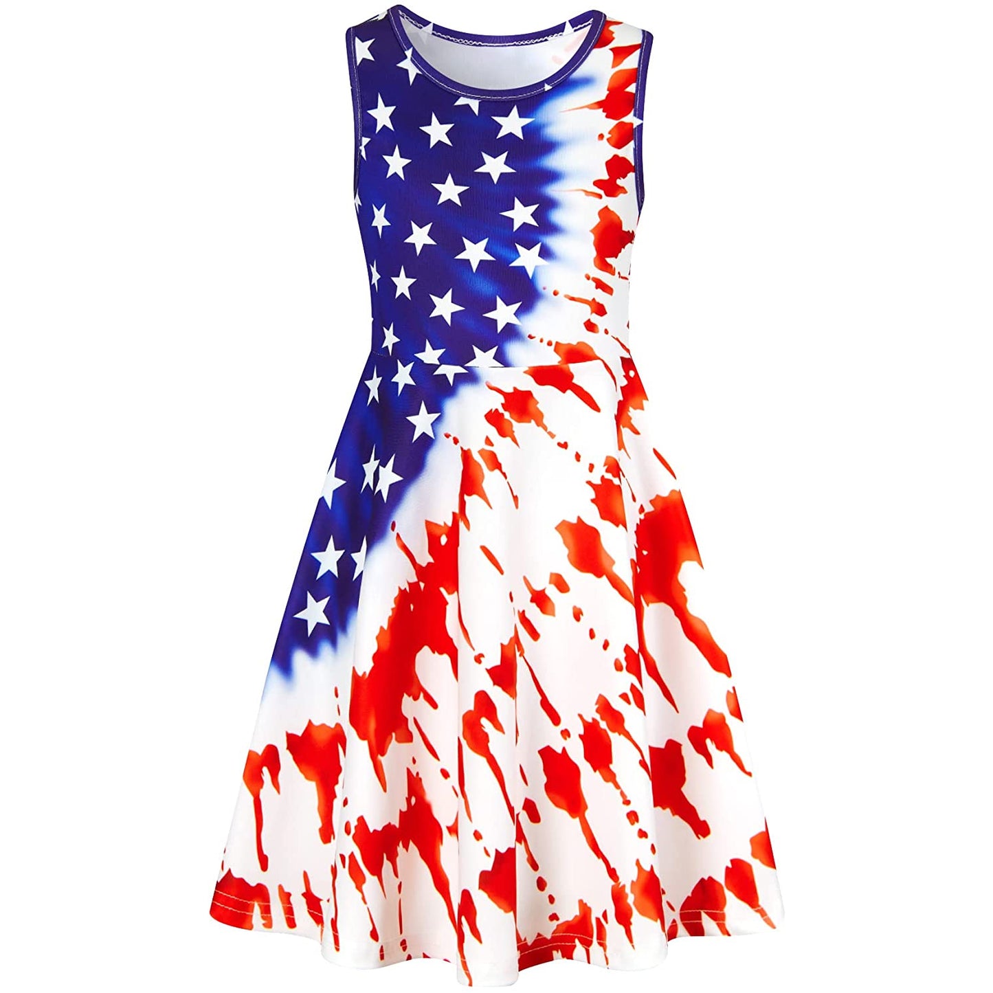 Batikkleid mit amerikanischer Flagge und lustiger Aufschrift „Girl“