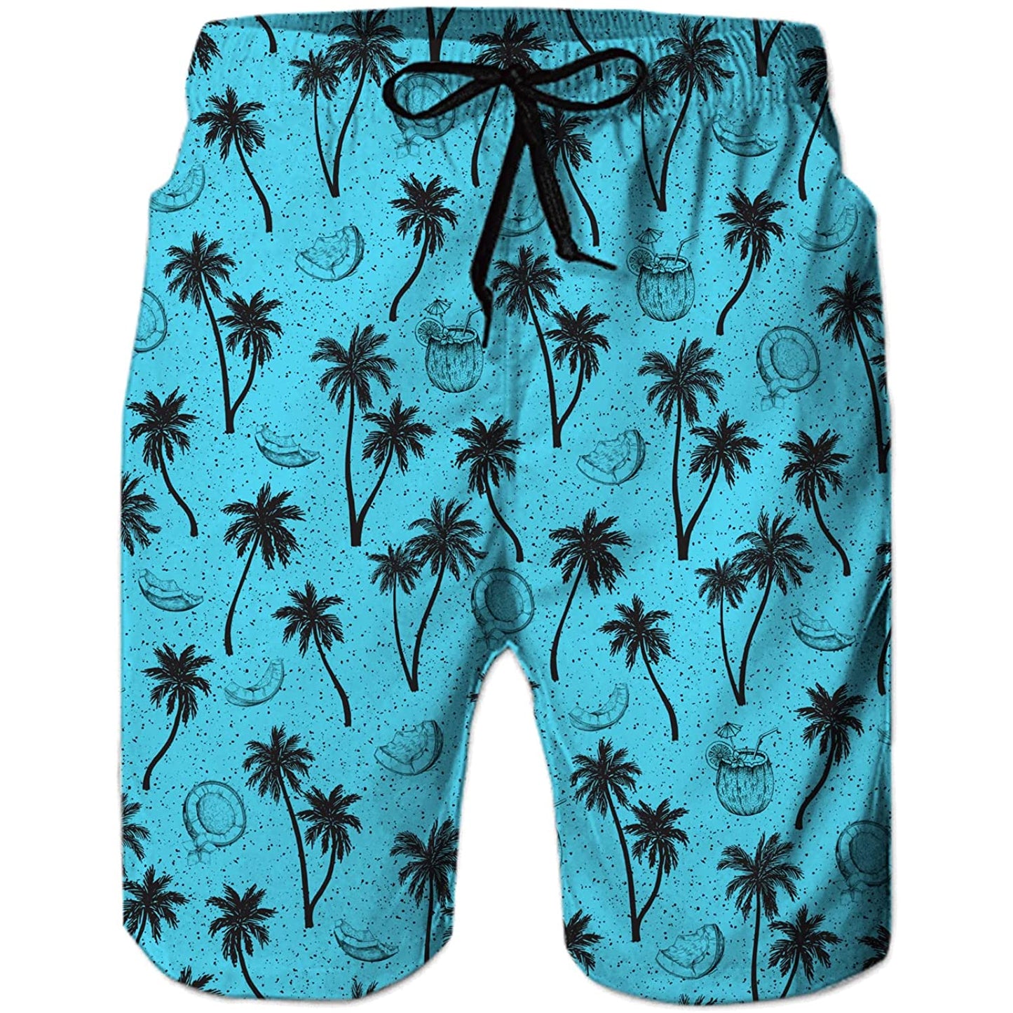 Lustige Badehose mit Kokosnussbaum-Motiv, Blau