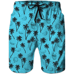 Blue Coconut Tree Funny Swim Trunks