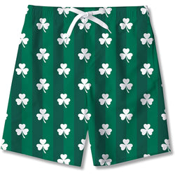 Green St Patrick's Day Shamrock Funny Boy Swim Trunk