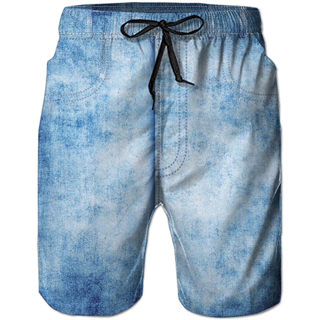 HUGO  Quickdry recycledfabric swim shorts with denim print