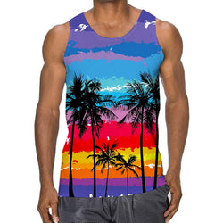 Sunset Coconut Tree Funny Tank Top