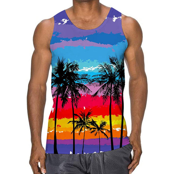 Sunset Coconut Tree Funny Tank Top