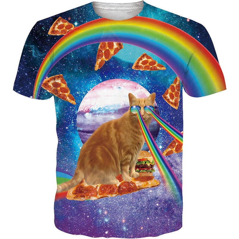 Galaxy Rainbow Pizza Cat Funny T Shirt