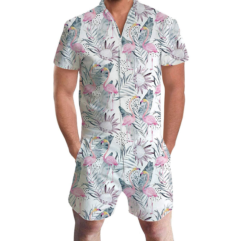 Leaf Flamingos Male Romper