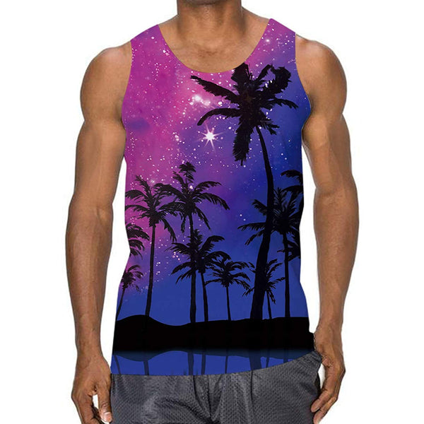 Galaxy Palm Tree Funny Tank Top