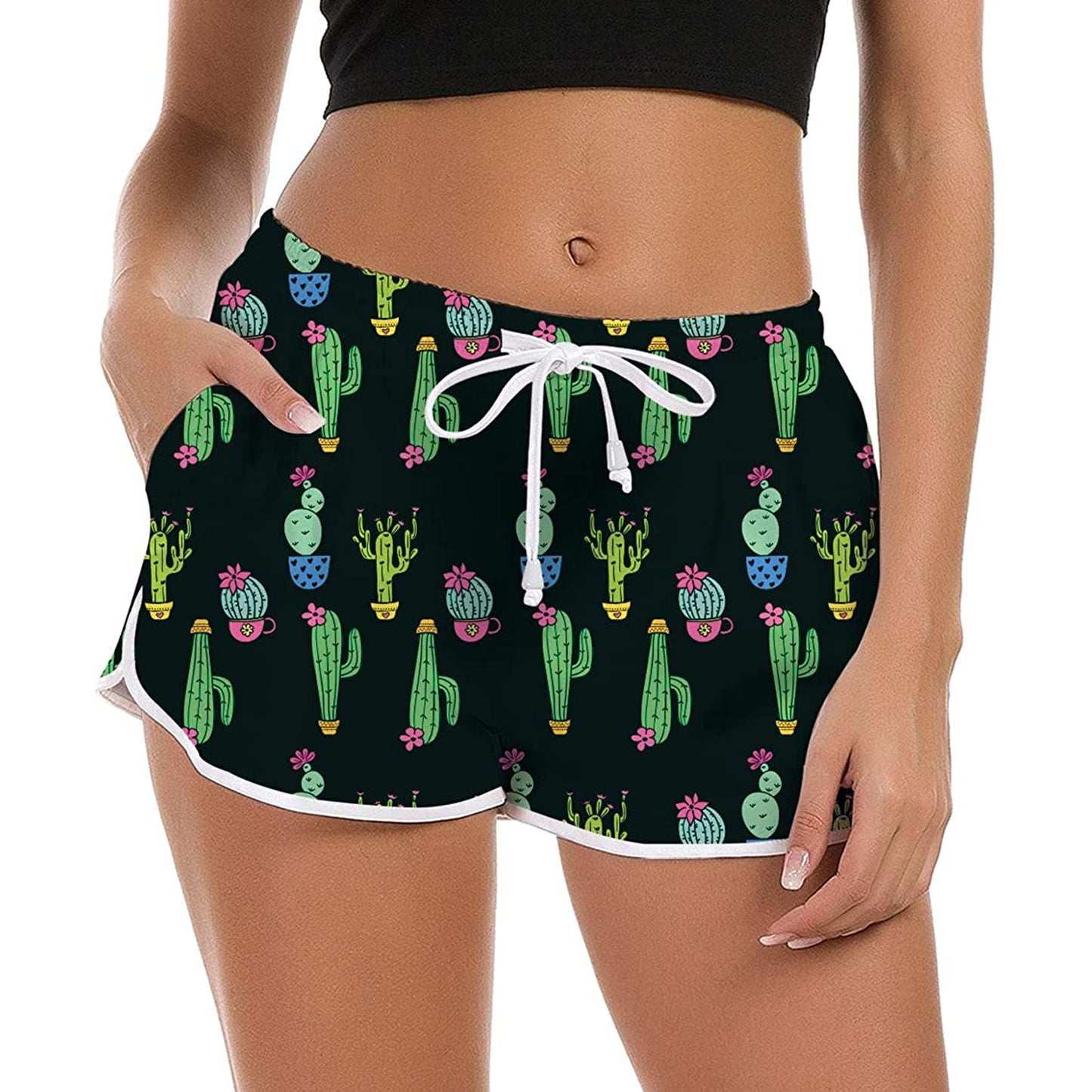 Lustige Boardshorts mit Kaktus-Motiv für Damen