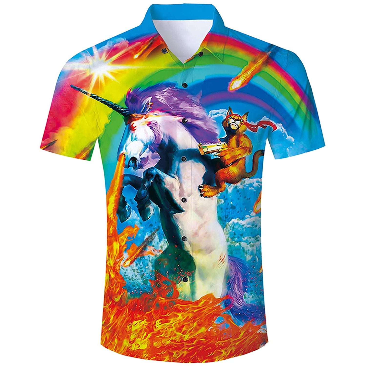 Cat Riding Unicorn Funny Hawaiian Shirt – D&F Clothing®