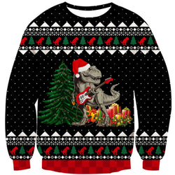 Music Dinosaur Black Ugly Christmas Sweater