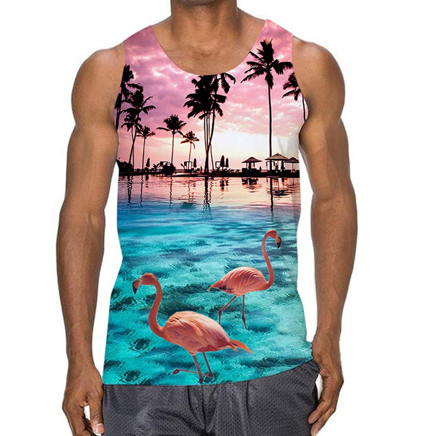 Zonsondergang Flamingo Grappig Tanktopje