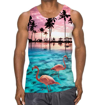 Zonsondergang Flamingo Grappig Tanktopje
