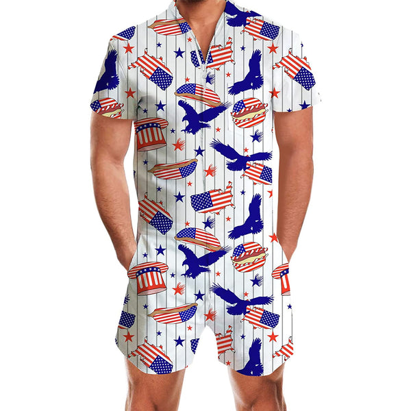 Eagle American Flag Men Romper