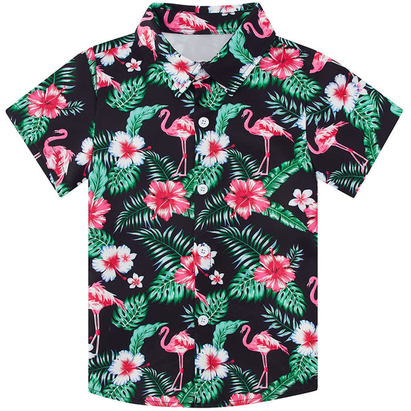 Palm Leaf Flamingos Funny Toddler Hawaiian Shirt