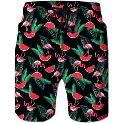 Leaf Flamingo Watermelon Funny Swim Trunks