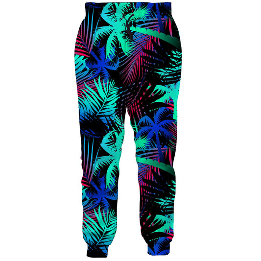 Coconut Tree Bright Green Funny Sweatpants