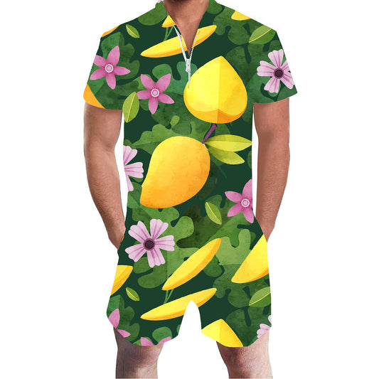 Lustiger Strampler mit Blumenmuster und Mango-Print für Männer
