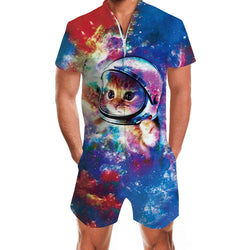 Space Astronaut Cat Men Romper