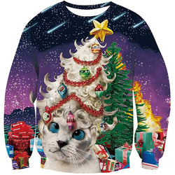 Tree Cat Ugly Christmas Sweater