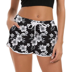 Flowers Black Funny Board Shorts for Women